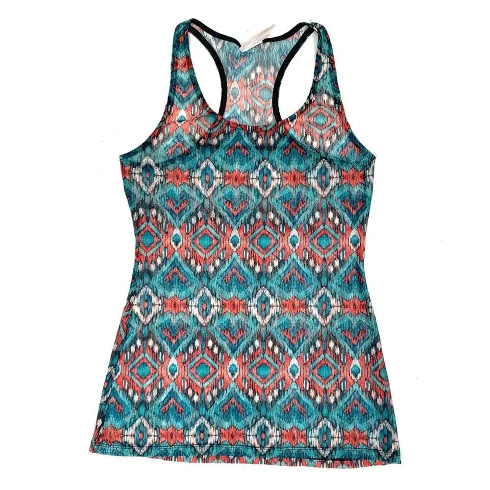 Boho Aztec Sheer Lace Racerback Top - Picture 4 of 8